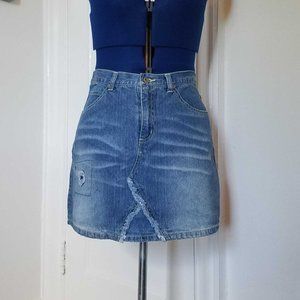 Distressed Denim Skirt